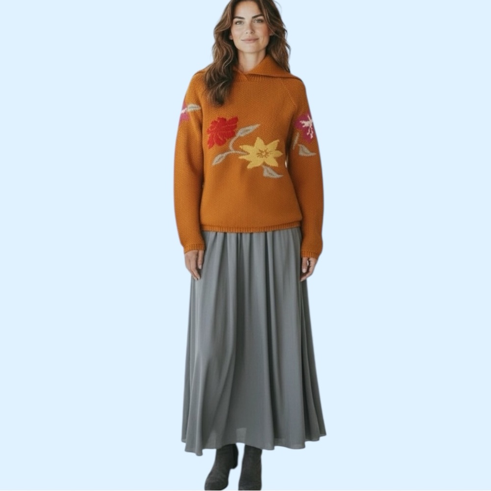 MaxMara Beautifully Woven Sweater Embossed with Flora & Leaves.Exquisite! size M